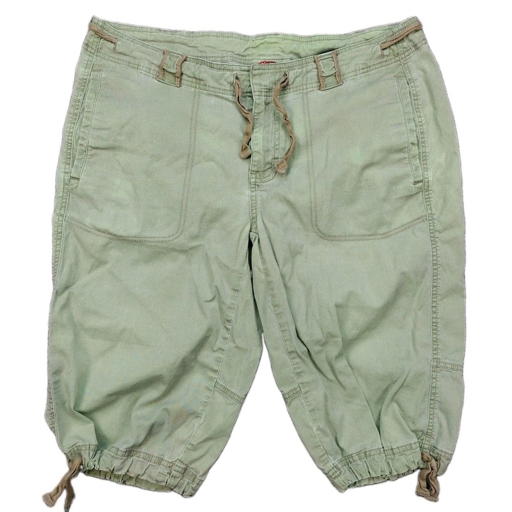 The North Face Women's SZ 12 Green Cargo Capri Shorts Drawstring Hiking Outdoor